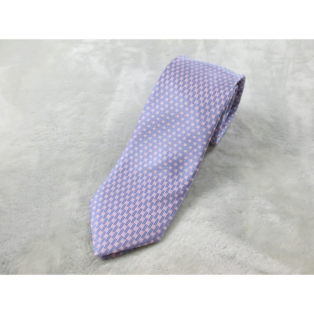 NEW ETON Neck Tie Mens Pink Geometric Silk Made In Italy Casual 11
